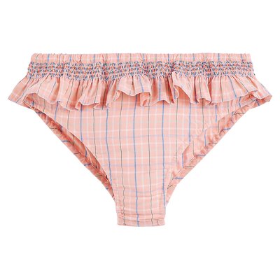 Checked Cotton Bikini Bottoms with Ruffled Waist  EMILE & IDA X LA REDOUTE
