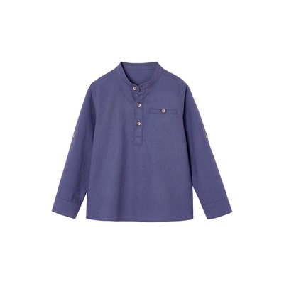Chemise col Mao en coton/lin manches retroussables VERTBAUDET