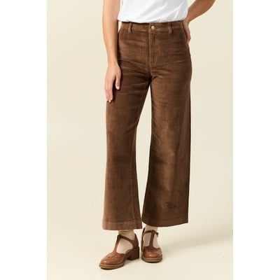 Pantalon large taille haute en velours BONOBO
