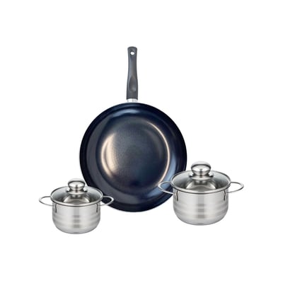 Batterie 1 poêle 32cm + 2 faitouts 14/16cm PRIMA BRILLANT ELO