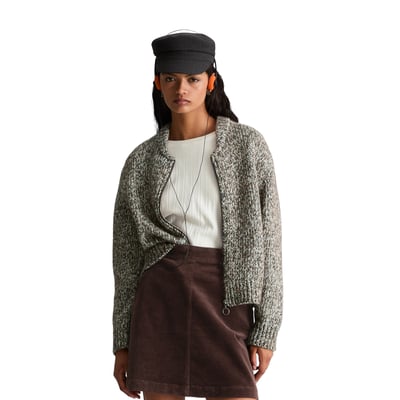 Cardigan zippé coupe décontractée en mélange de laine vierge et de laine d'alpaga MARC O’POLO DENIM