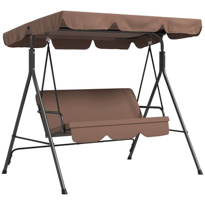 Balancelle de jardin 3 places toit réglable coussins acier polyester OUTSUNNY