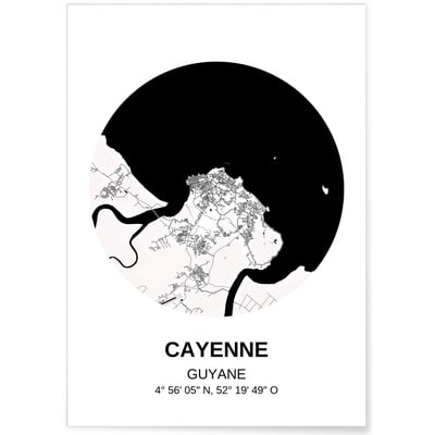 Affiche Carte Cayenne L'AFFICHERIE