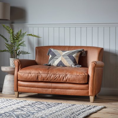 Derby Vintage Leather Compact 2 Seater Sofa with Roll Top Arms SO'HOME