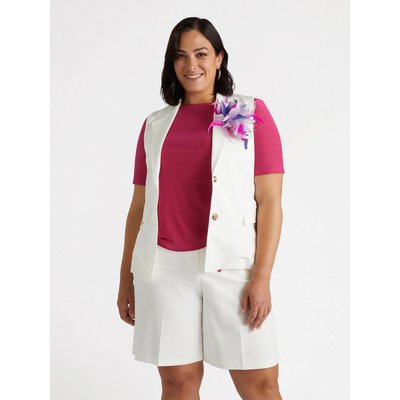 Gilet en point de MILAN avec ceinture amovible du même tissu à nouer à la taille, deux boutons de fermeture et col à revers FIORELLA RUBINO