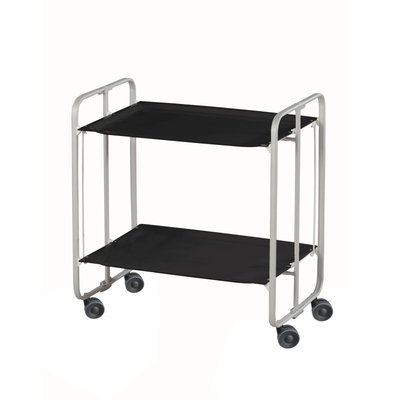 Table roulante pliante BAUHAUS, 2 plateaux, châssis gris aluminium. DON HIERRO
