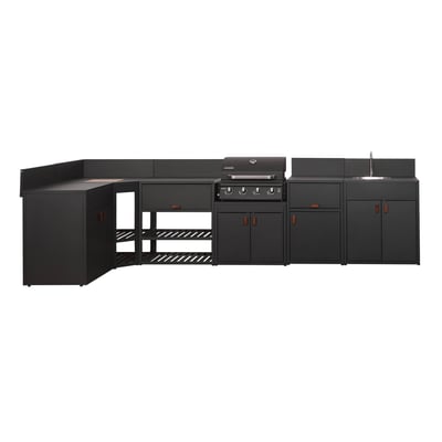 Cuisine extérieure 6 modules acier avec barbecue gaz 4 brûleurs THIRA BARBECUE GAZ + 6 MODULES SWEEEK