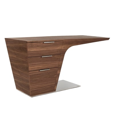 Bureau en noyer avec base en acier chromé ANGEL CERDA