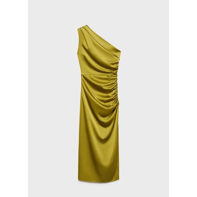 Robe asymétrique satinée avec fronce latérale MANGO
