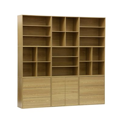 Kit étagère, bibliothèque modulable décor bois 9 éléments KOMPO SWEEEK
