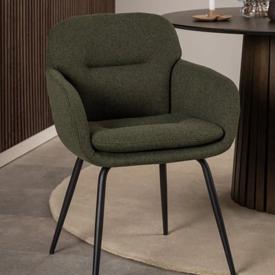 Chaise de salle à manger pieds métal assise tissu - MARTA HELLIN, DEPUIS 1862