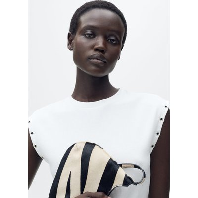 T-shirt côtelé bordure découpée MANGO