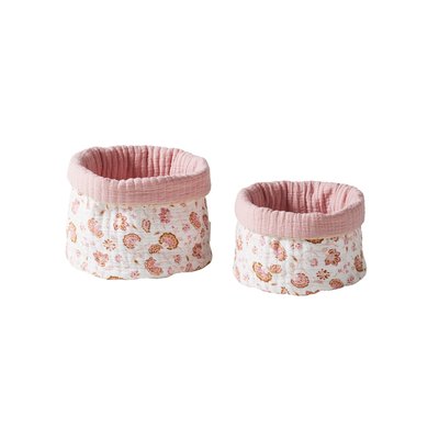 Lot de 2 petits paniers de rangement réversibles Folk VERTBAUDET