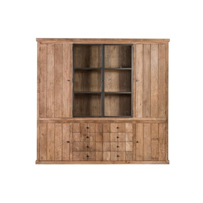 Buffet vaisselier en bois recyclé 4 portes 8 tiroirs éclairage LED - LINAS HELLIN, DEPUIS 1862