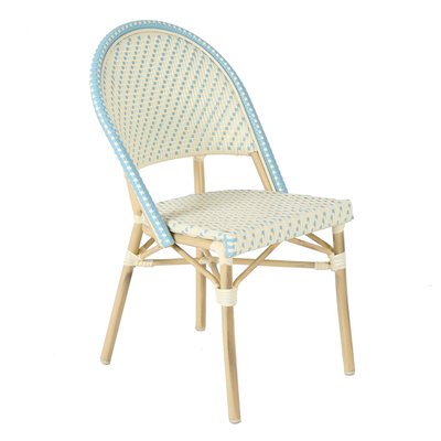 Chaise de terrasse bistrot parisien en aluminium et rotin, MARAIS OVIALA