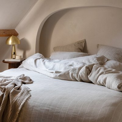 Housse de couette en chanvre lavé, ÉVASION CHANVRE BLANC CERISE