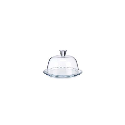 Plat Présentoir à Pâtisserie en Verre Transparent avec Cloche en Verre WADIGA