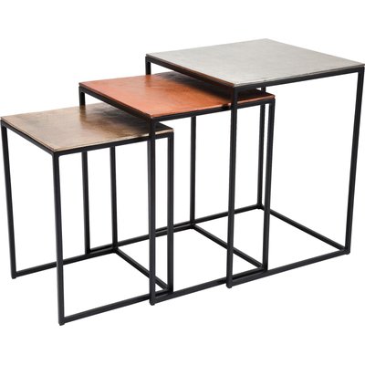 Lot de 3 tables d'appoint en alu et fer, AFRICAN KARE DESIGN