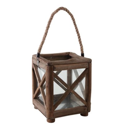 Lanterne de jardin carrée en bois et verre AUBRY GASPARD