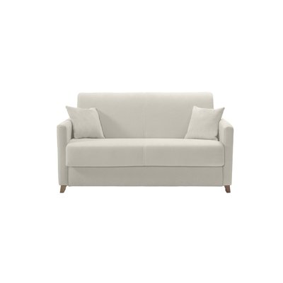 Canapé convertible 2-3 places en tissu et bois clair avec matelas 13 cm SKANDY MILIBOO