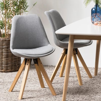 Chaises modernes bois et tissu gris (lot de 2) - EARL HELLIN, DEPUIS 1862
