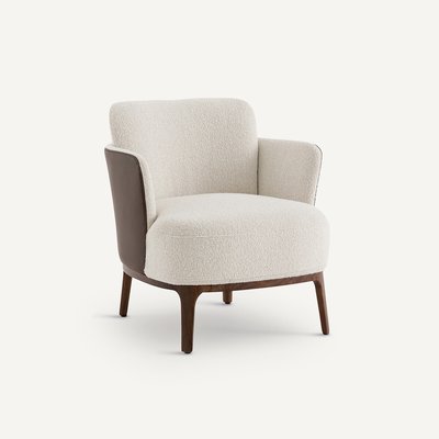 Fauteuil en noyer et tissu bi-matière, Jabote AM.PM