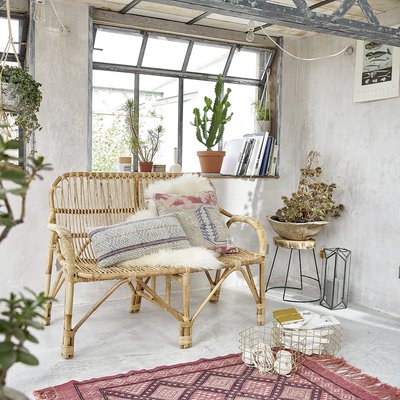 Banquette en rotin vintage  PAOLA BERAH GETAH