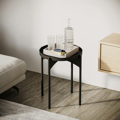 Petite table ronde noire design & plateau assorti SFAX PIER IMPORT
