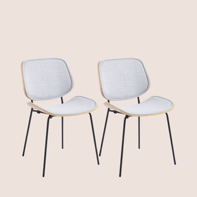Chaises rétro en chêne et tissu (lot de 2) - ELLEA HELLIN, DEPUIS 1862