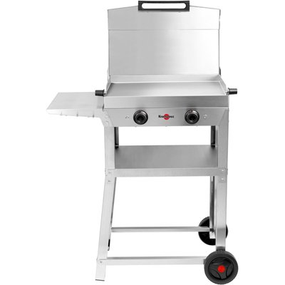 Plancha électrique KOMBI DOUBLE inox sur chariot, 60x40 cm avec capot KRAMPOUZ