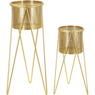 Cache-pots sur pied en fer ajouré lot de 2 GLAM RECOLLECTION