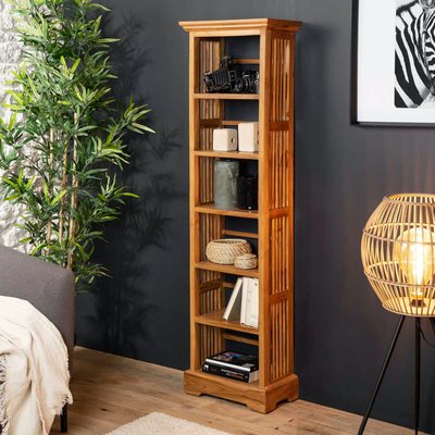 Étagère 6 niveaux 160cm bois teck naturel couleur miel BISHO PIER IMPORT
