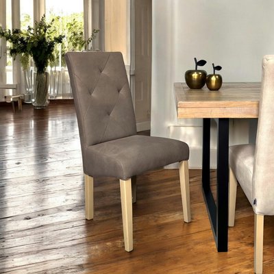 Chaise salle à manger taupe capitonnée MANOIR PIER IMPORT