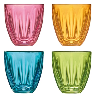 Coffret de 4 verres à eau  4 couleurs, LILY LA ROCHERE