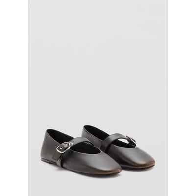 Ballerines en cuir avec boucle MANGO