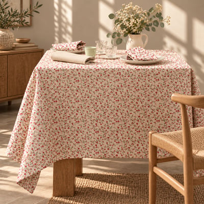 Nappe coton lin naturel FLORALIE LINANDELLE