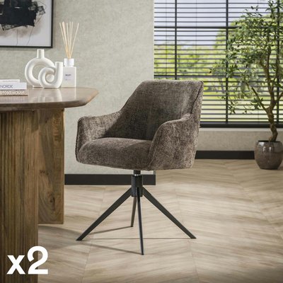 Chaise pivotante grand confort en velours texturé taupe (lot de 2) MELBOURNE PIER IMPORT