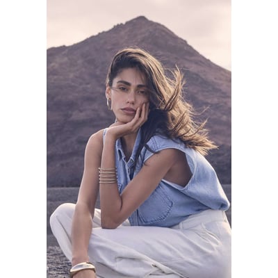 Chemisier denim sans manches en coton MACAO Maison 123