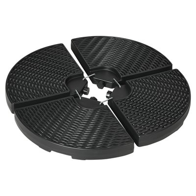 Lot de 4 dalles pour parasol à lester HDPE aspect rotin noir OUTSUNNY