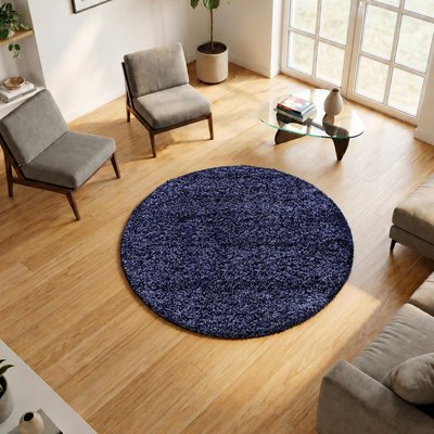 Tapis rond poils longs shaggy tissé motif uni UNI L UN AMOUR DE TAPIS