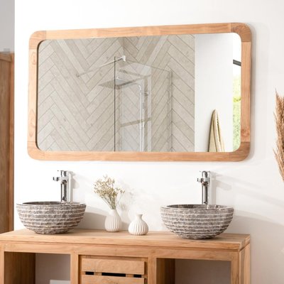 Grand miroir teck rectangle 120 x 70 RÉTRO WANDA COLLECTION