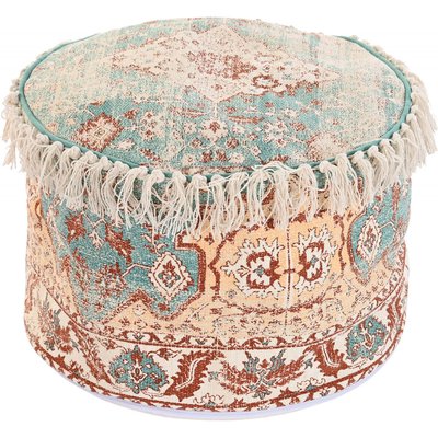 Pouf en coton frangé ethnique RECOLLECTION