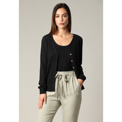Cardigan à col V en maille délicatement ajourée avec boutons HORFI DEELUXE