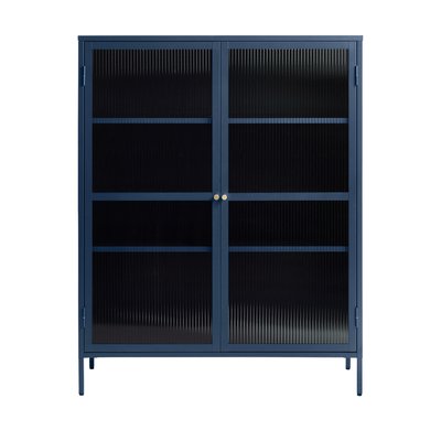 Vaisselier 2 portes en verre strié et métal H140cm - BJORN DRAWER