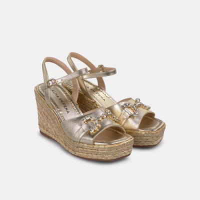 Sandales compensées tressées avec étrier en strass et fermeture à boucle ALMA EN PENA