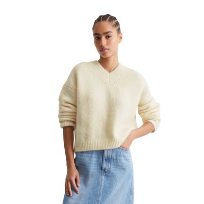 Pull à col en V loose en mélange moelleux de laine vierge et de mohair MARC O’POLO DENIM