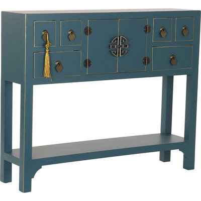 Console d entrée orientale  pétrole bois massif 6 tiroirs RECOLLECTION