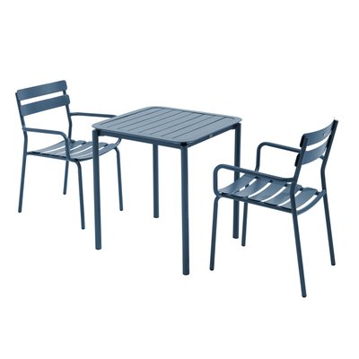 Salon de jardin table et 2 fauteuils en aluminium, ALMADA OVIALA