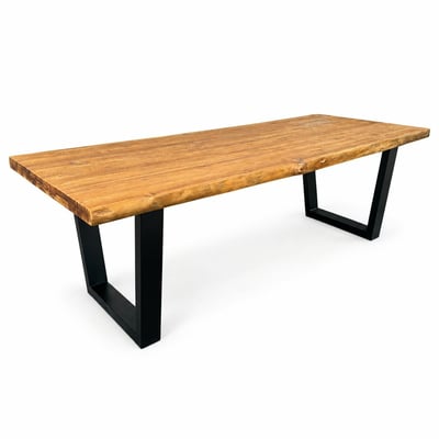 Table à manger bois de teck recyclé, pieds en U 240 cm TIMOR PIER IMPORT