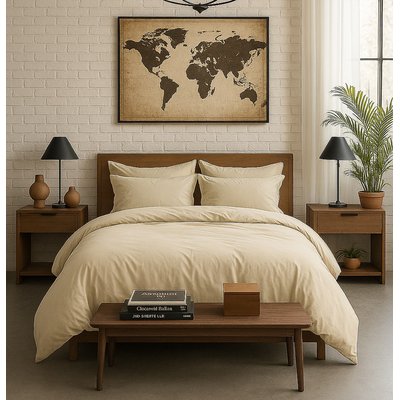 Housse de couette percale de coton lavé unie, Elegance BATON ROUGE